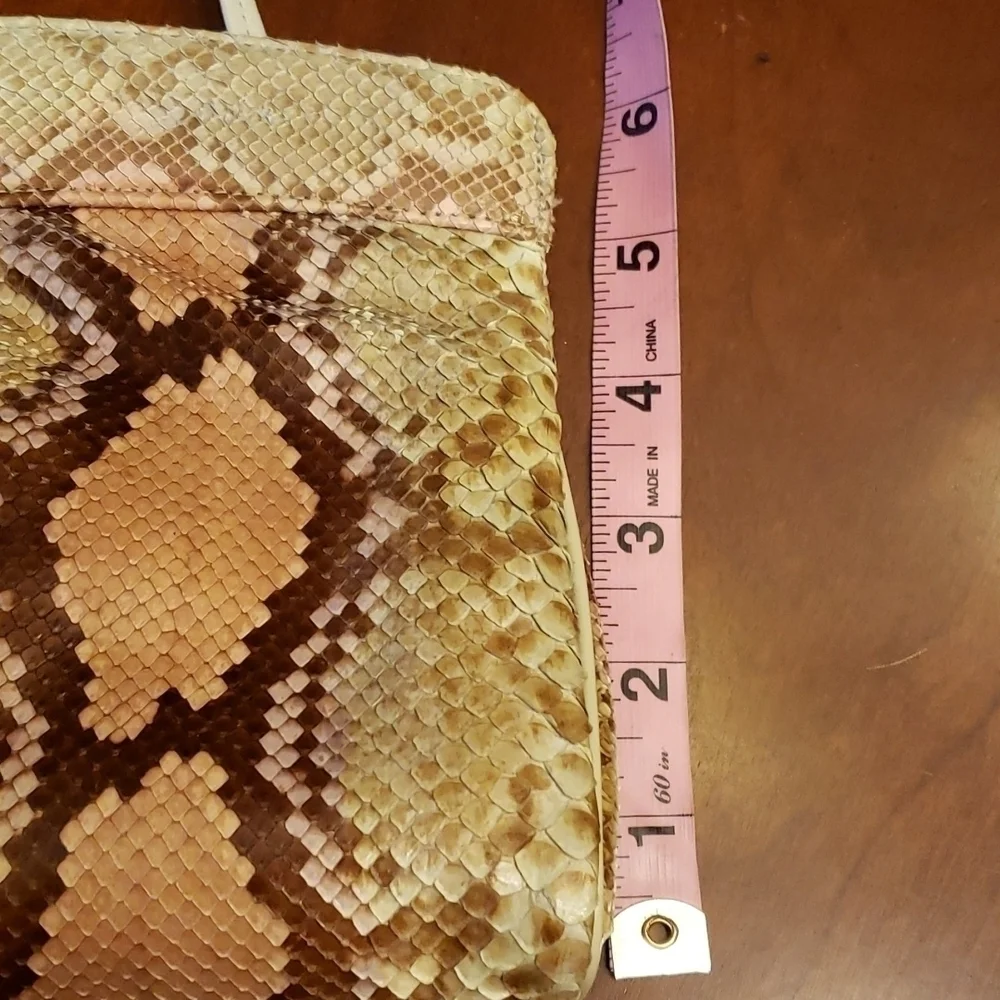 VINTAGE Varon Snakeskin & Leather Shoulder Bag Clutch Tan & Brown EUC